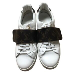 Louis Vuitton White Sneakers with Brown Monogram Strap